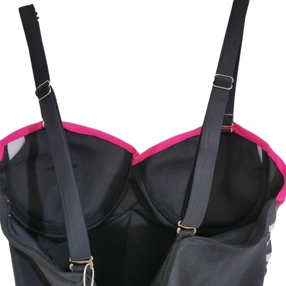 NWT Ecruve Black Striped Monokini Padded Swimsuit - Picture 4 of 8